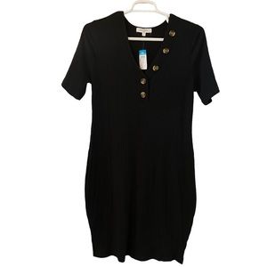 Rue+ Full Circle Trends Black Henley Short Sleeve Black Dress Size 2X